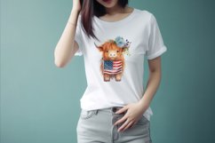 Sublimation design, Baby Higland Cow holding Flag, PNG file Product Image 2
