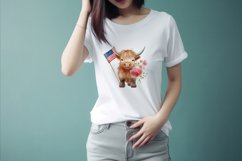 Sublimation design, Baby Higland Cow holding Flag, PNG file Product Image 2