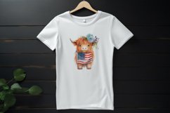 Sublimation design, Baby Higland Cow holding Flag, PNG file Product Image 3