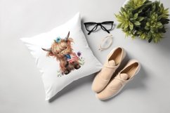 Sublimation design, Baby Higland Cow holding Flag, PNG file Product Image 4