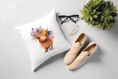 Sublimation design, Baby Higland Cow holding Flag, PNG file Product Image 4