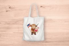 Sublimation design, Baby Higland Cow holding Flag, PNG file Product Image 5