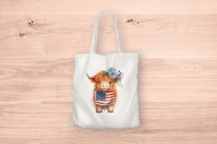 Sublimation design, Baby Higland Cow holding Flag, PNG file Product Image 5