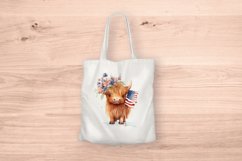 Sublimation design, Baby Higland Cow holding Flag, PNG file Product Image 5