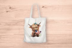 Sublimation design, Baby Higland Cow holding Flag, PNG file Product Image 5