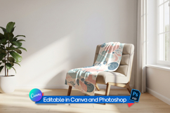 Blanket mockup on modern chair Product Image 1