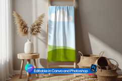 Blanket mockup on wooden ladder rack Product Image 1