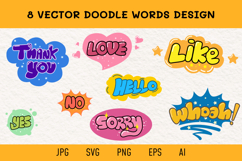 Cute Doodle Words Bundle | Colorful Vector Design Product Image 1