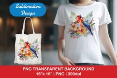 Sublimation design, Tropical Plants and colorful Birds, PNG Product Image 1