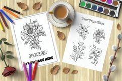 Flowers coloring book pages mockup | PSD and JPG Product Image 1