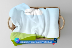 Folded blanket in basket mockup Product Image 2