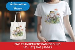 Sublimation design, Frog with flower, PNG file Product Image 1