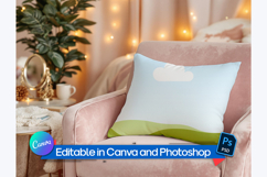 Modern Minimal Living Room Pillow Mockup Product Image 1