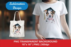 Sublimation design, Watercolor cute Dog graduation, PNG file Product Image 1