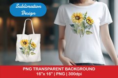 Sublimation design, Watercolor Sunflower, PNG file Product Image 1
