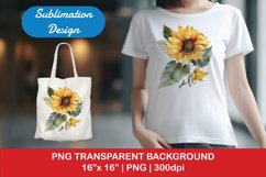 Sublimation design, Watercolor Sunflower, PNG file Product Image 1
