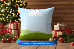 Winter festive scene pillow mockup Product Image 1
