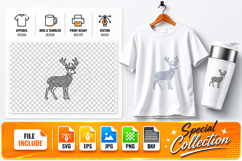 Deer Mandala SVG Cut File - Zentangle Animal Line Art Product Image 1