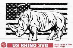 US Rhino Svg, Rhinoceros, Jungle, Safari, American Flag Product Image 1