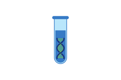 DNA strand inside laboratory test tube with blue liquid flat Product Image 1