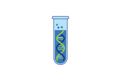 DNA double helix inside transparent test tube with blue liqu Product Image 1