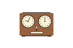 Vintage wooden chess clock with dual round faces and simple Product Image 1