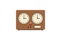 Vintage wooden chess timer with dual clock faces flat design Product Image 1