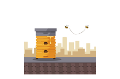 Honeybee hive on rooftop with flying bees in urban flat desi Product Image 1