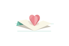 Paper envelope with pink heart pop-up design minimal flat st Product Image 1
