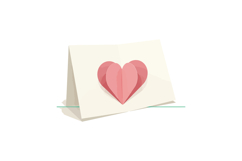White greeting card with three-dimensional pink paper heart Product Image 1