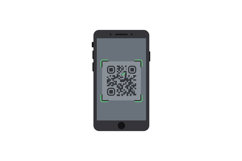 Modern smartphone scanning QR code with green focus frame fl Product Image 1