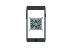 Smartphone scanning QR code with green checkmark confirmatio Product Image 1