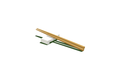 Wooden chopsticks resting on white ceramic holder with green Product Image 1