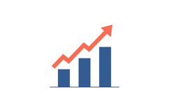 Business growth chart with upward arrow in flat style showin Product Image 1