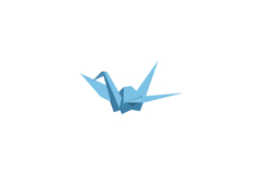 Blue origami crane paper bird with sharp folded wings minima Product Image 1