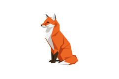 Red fox sitting calmly with alert expression in minimal geom Product Image 1