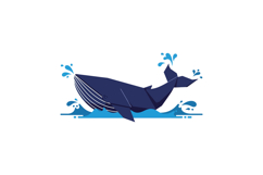 Blue whale breaching with water splashes in minimal flat des Product Image 1