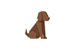 Brown geometric dog sitting with folded ears in minimal flat Product Image 1