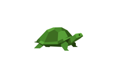 Green turtle animal with polygonal shell and limbs in flat g Product Image 1
