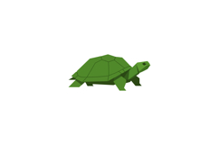 Green geometric turtle with polygonal shell and limbs in min Product Image 1