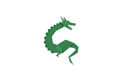 Green origami style dragon with sharp teeth and spiked back Product Image 1