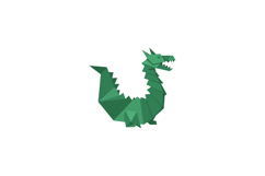 Green low poly dragon with sharp teeth and spiked back in fl Product Image 1