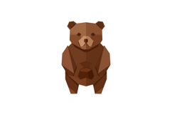 Brown bear cub standing facing forward in minimal geometric Product Image 1