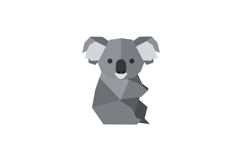Cute low poly style koala sitting calmly with soft gray shad Product Image 1