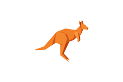 Orange kangaroo animal in geometric shapes flat minimal styl Product Image 1