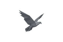 Low poly style flying eagle with outstretched wings in minim Product Image 1