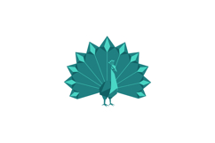 Geometric peacock with fanned tail feathers in flat minimali Product Image 1