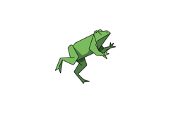 Green geometric frog in mid-jump with angular shapes minimal Product Image 1