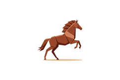 Brown horse rearing with geometric shapes flat design minima Product Image 1
