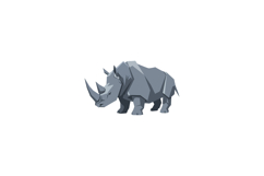 Gray rhinoceros standing side profile in geometric minimal f Product Image 1